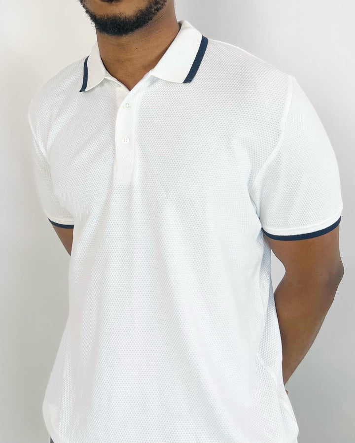 Celio textured polo shirt in white