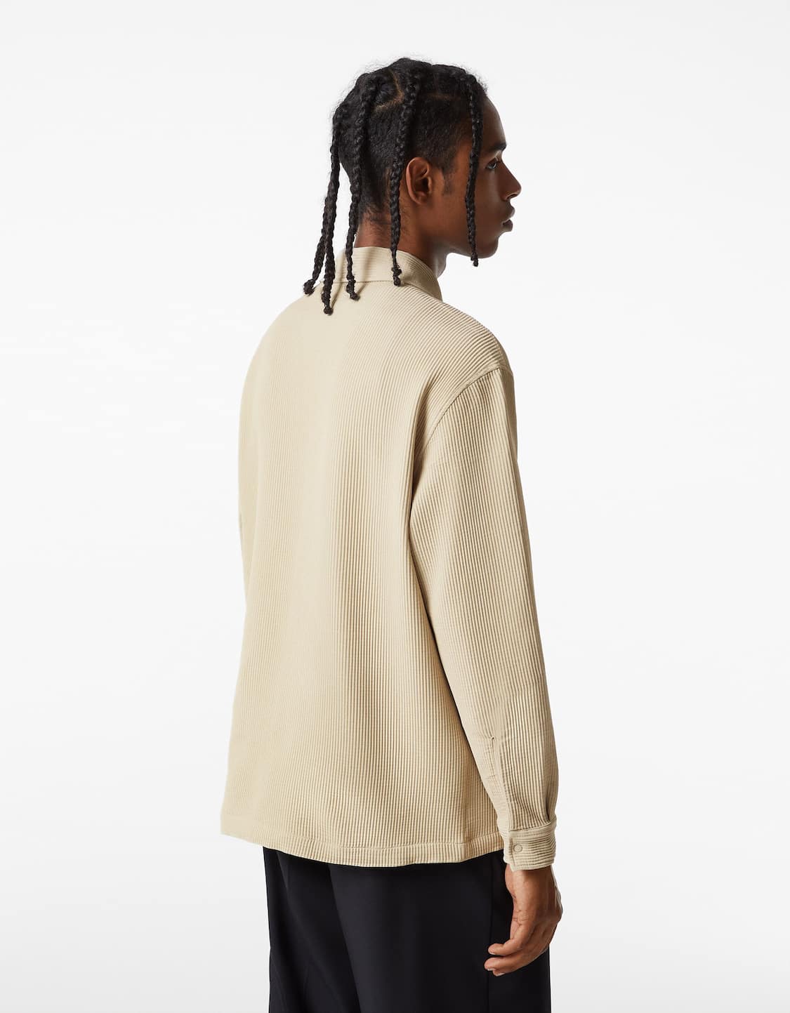 Bershka loose fit pleated overshirt with long sleeves