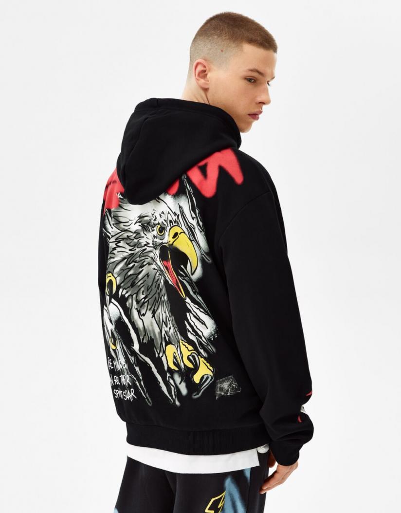 Bershka Hoodie with graffiti print