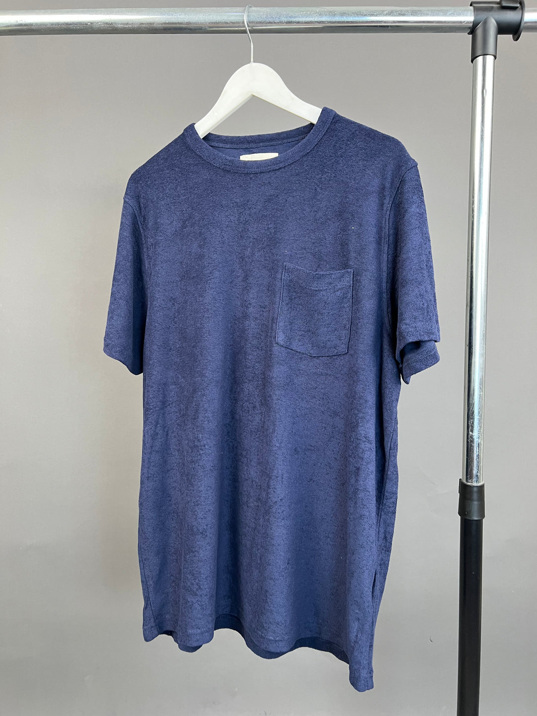 Folk Towelling pocket T-shirt in dark blue