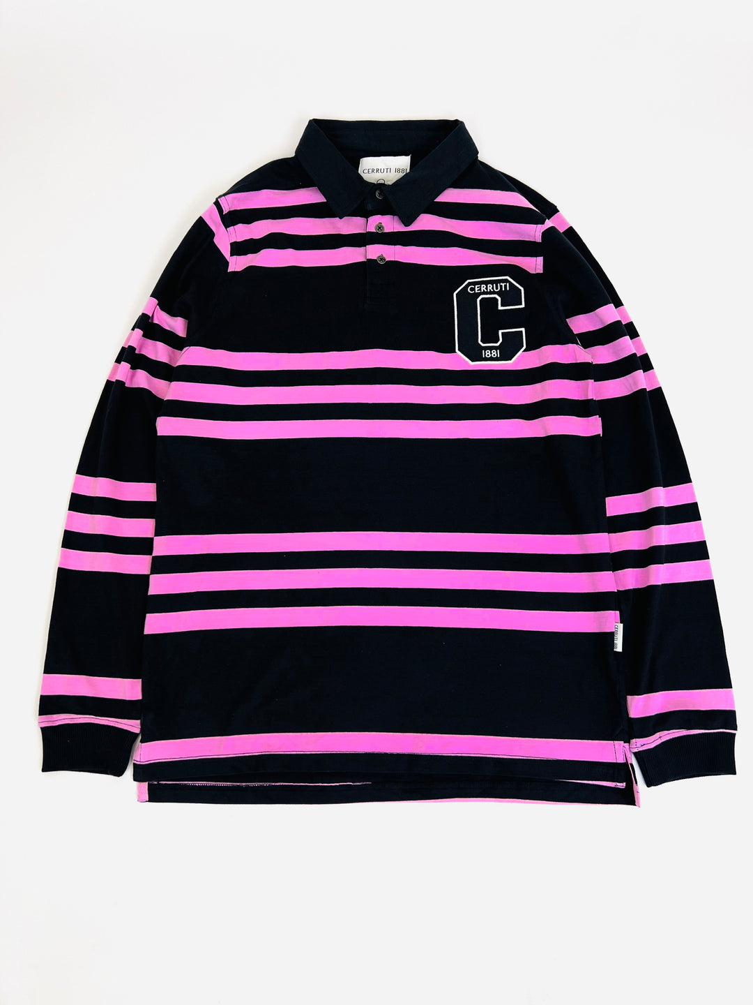 Cerruti 1881 Rugby Badge Stripe Polo shirt in pink