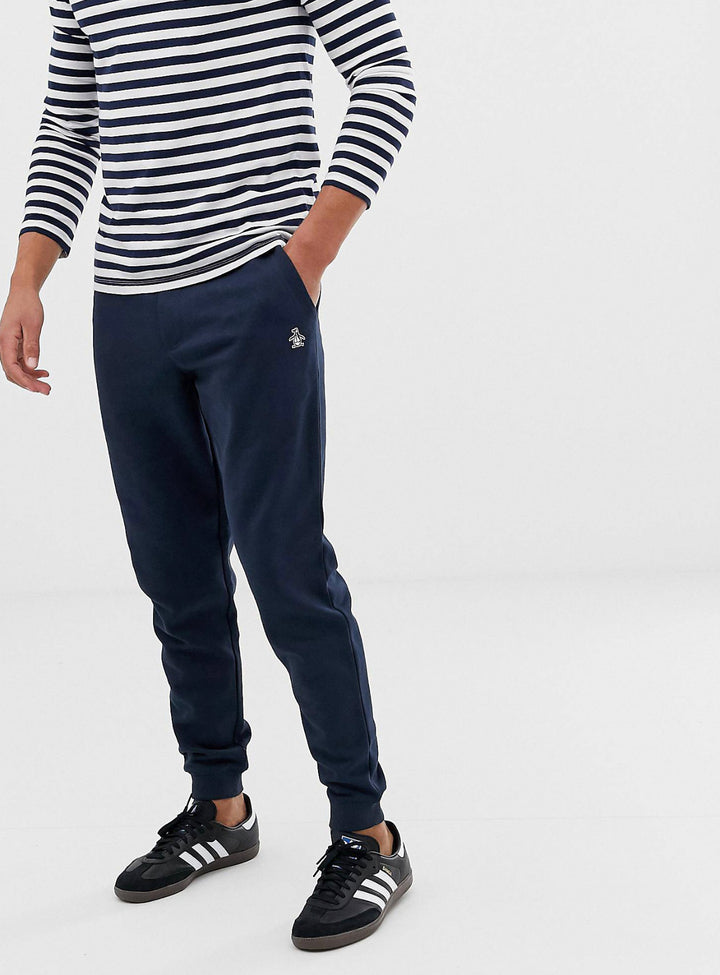 Original Penguin icon logo cuffed joggers slim fit in navy
