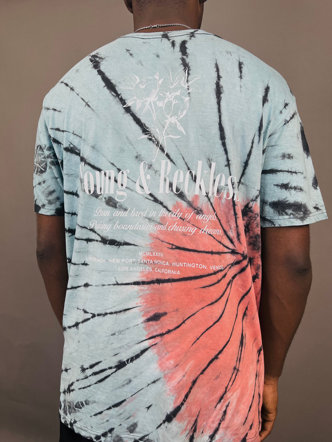 Young & Reckless pink and blue tie dye t-shirt