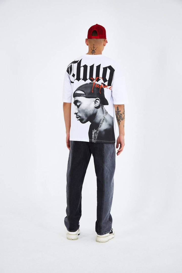 25-12 2pac Thug Life Backprint T-shirt in white