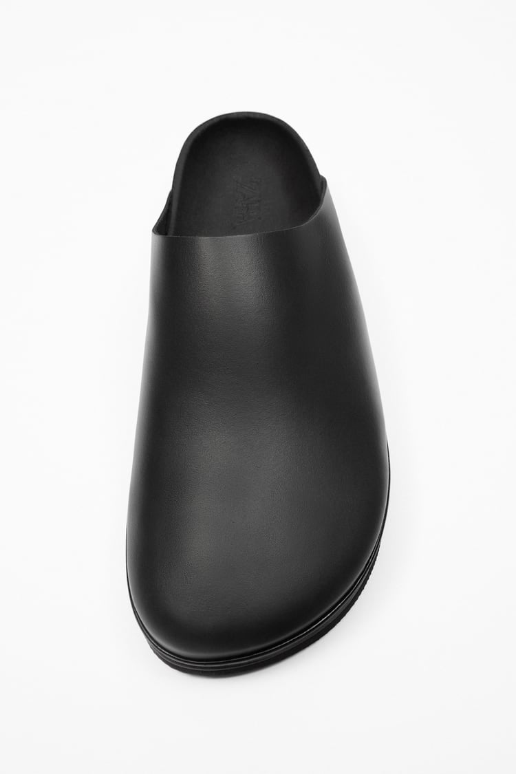 Zara Leather Clogs in black