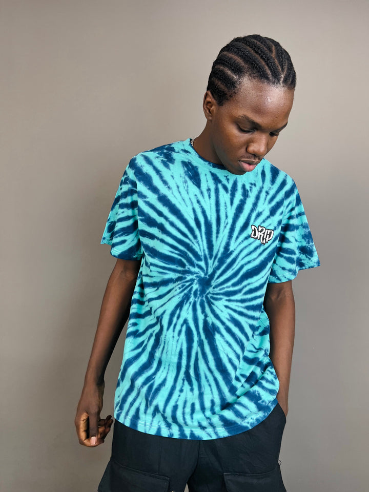 Drip Dye embroidered T-shirt in blue