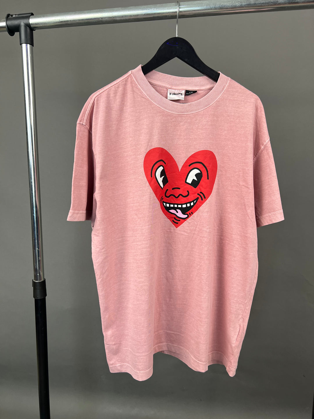 Keith Haring Oversized Heart print T-shirt in pink