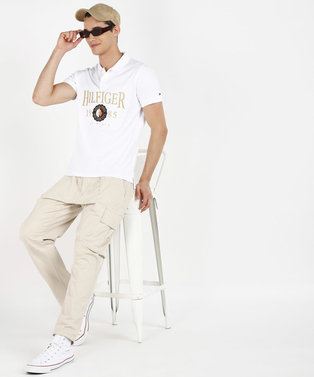 Tommy Hilfiger Slim Fit Embroidered polo shirt in white