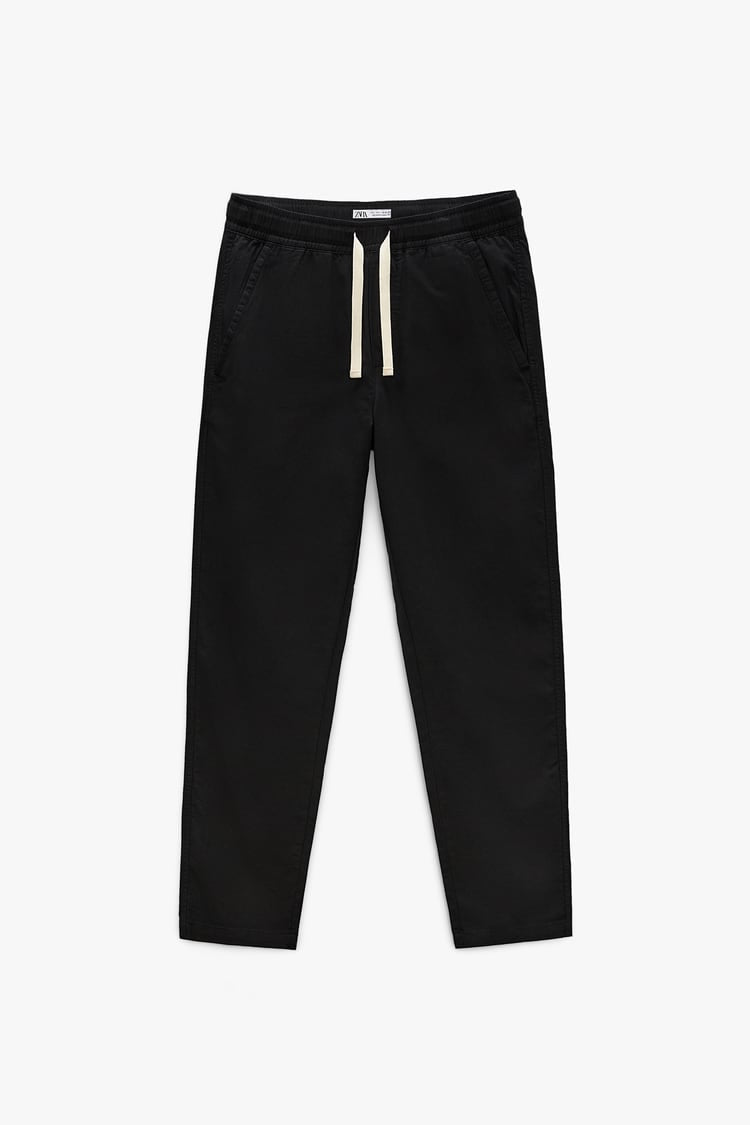 ZARA COTTON LINEN BLEND JOGGER-WAIST PANTS