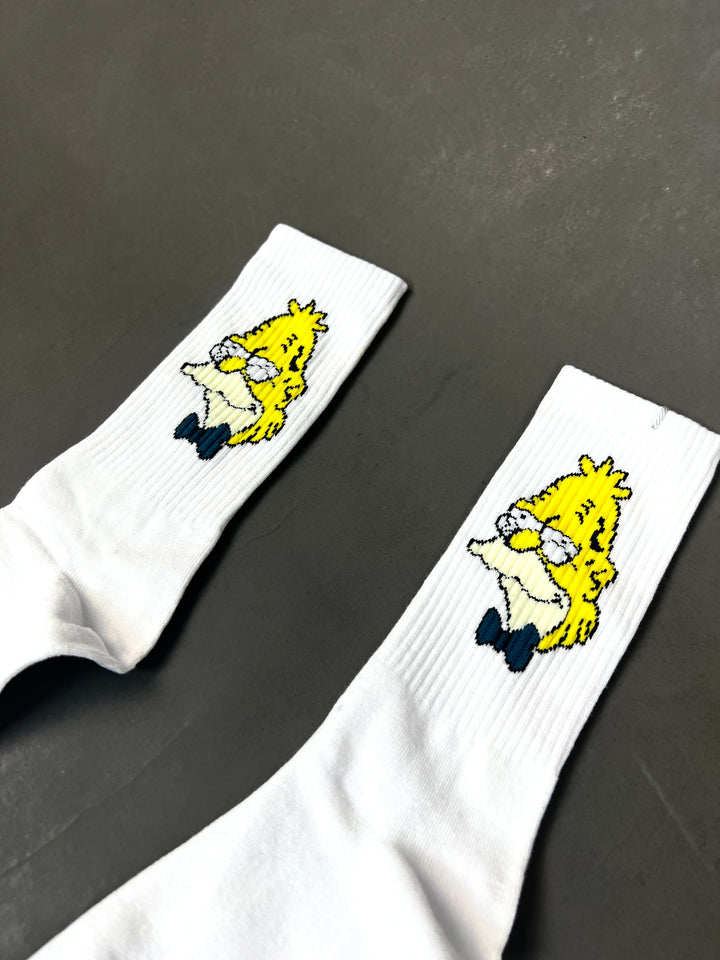 Grandpa Simpson socks in white
