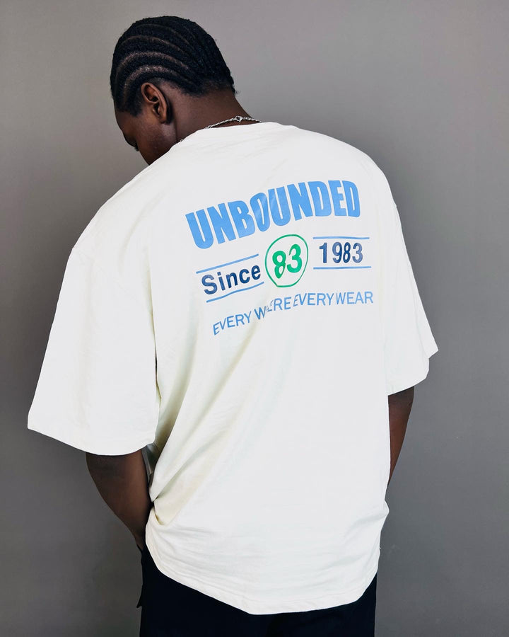 Unbounded back print T-shirt in Ecru