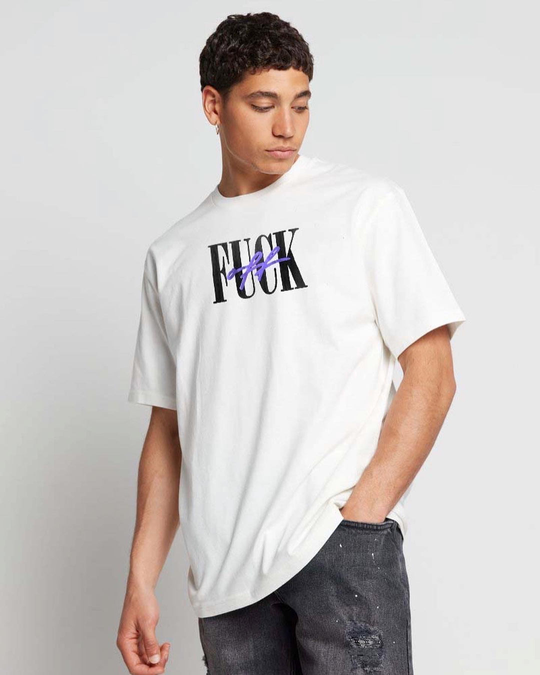 FSBN Fuck Off Print T-shirt in White