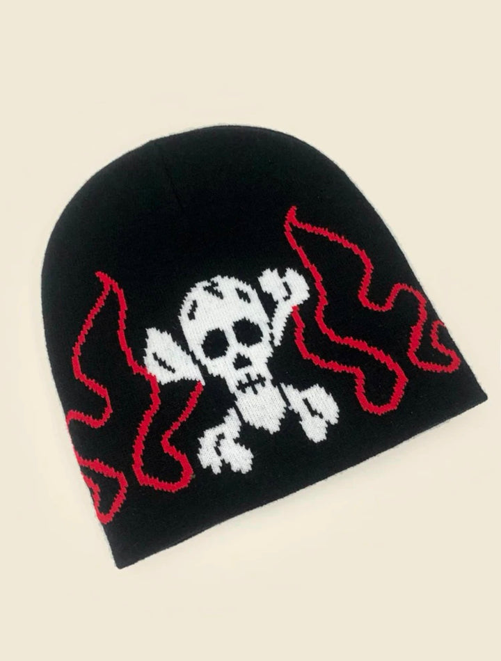 Skull and Fire Pattern Beanie