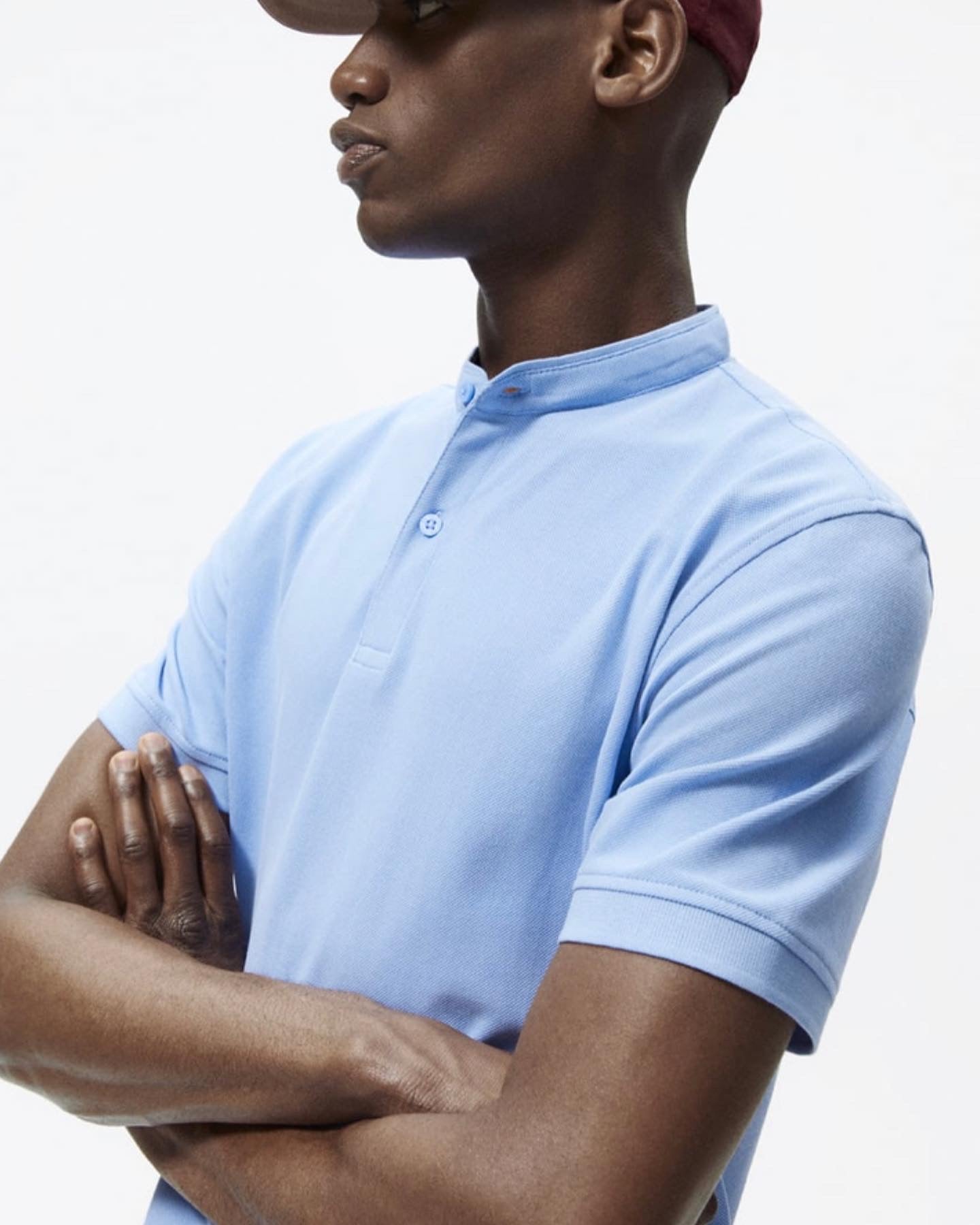 Zara textured piqu polo shirt in sky blue Garmisland