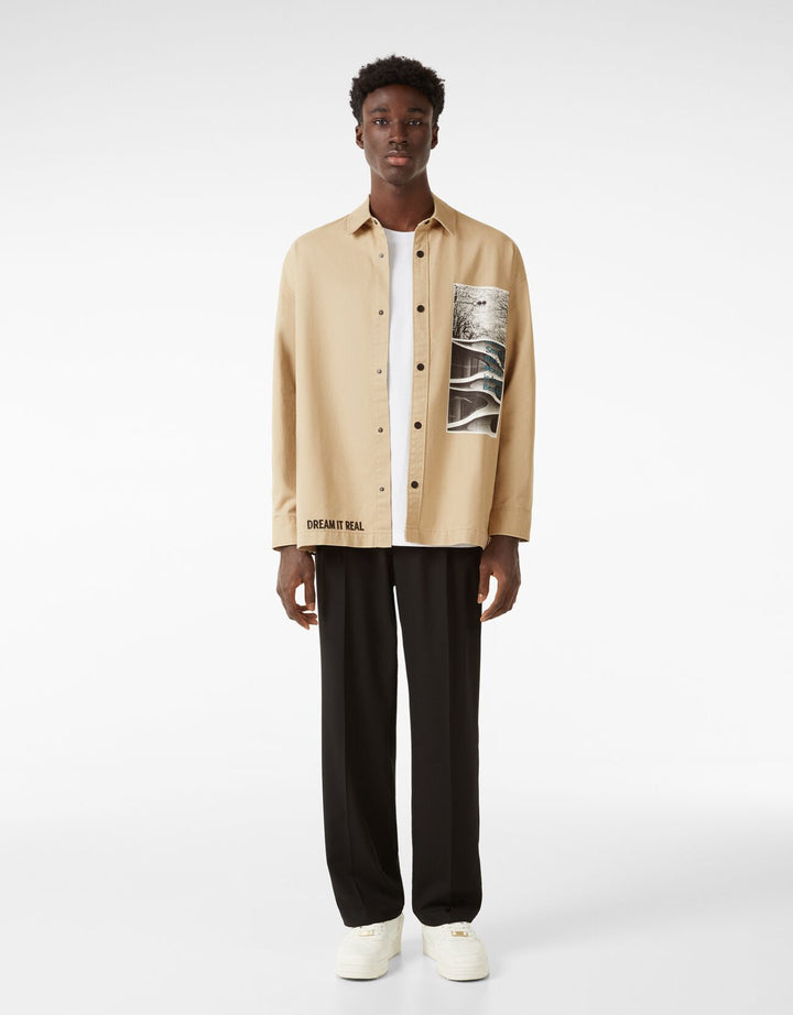 Bershka photo print overshirt