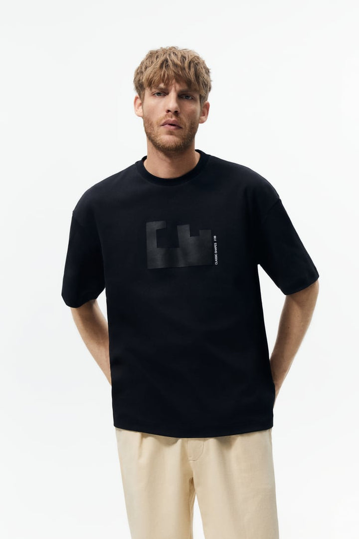 Zara T-shirt with Faux Leather Patch