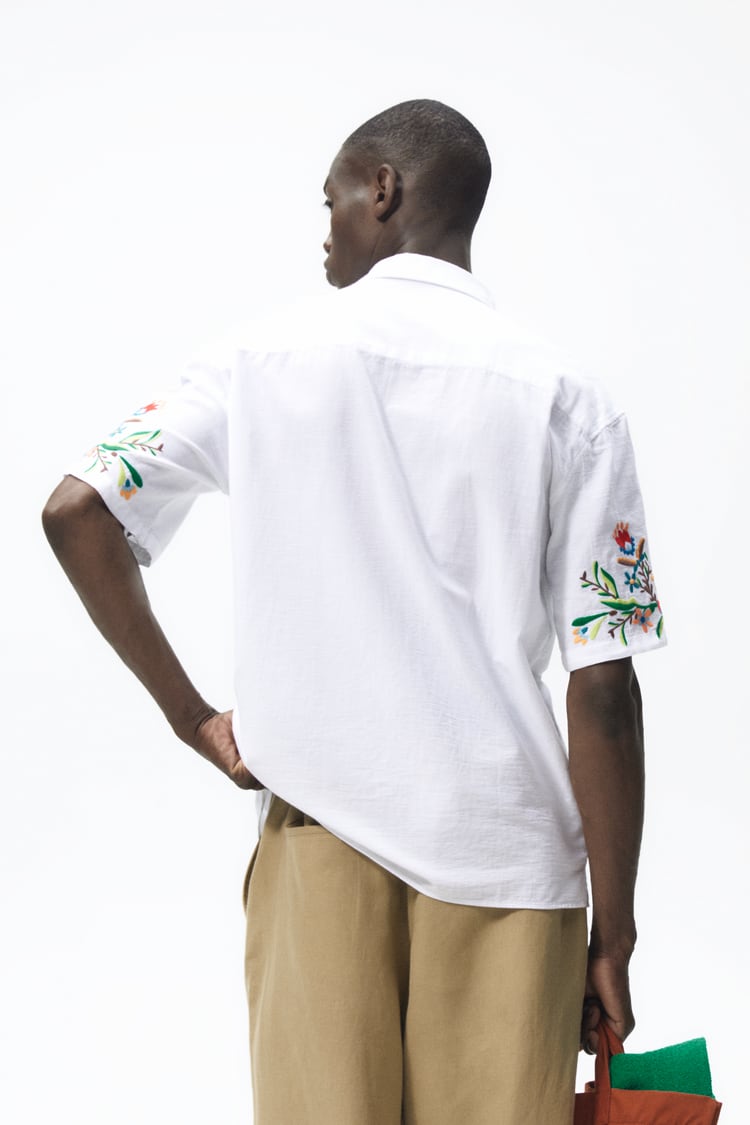 Zara embroidered shirt in white