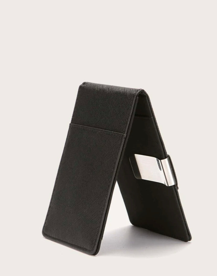 Metal clip wallet in black