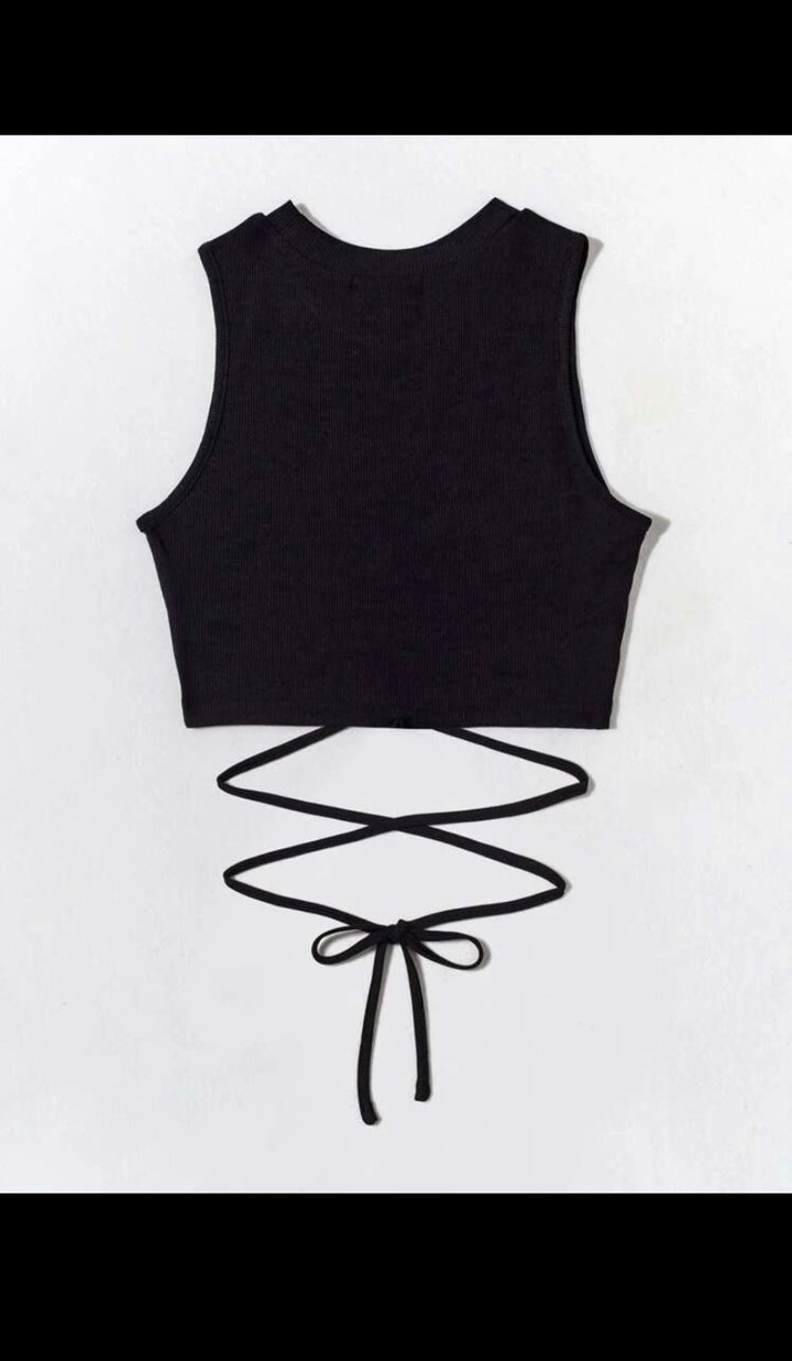 Lace Up Waist Tank Top