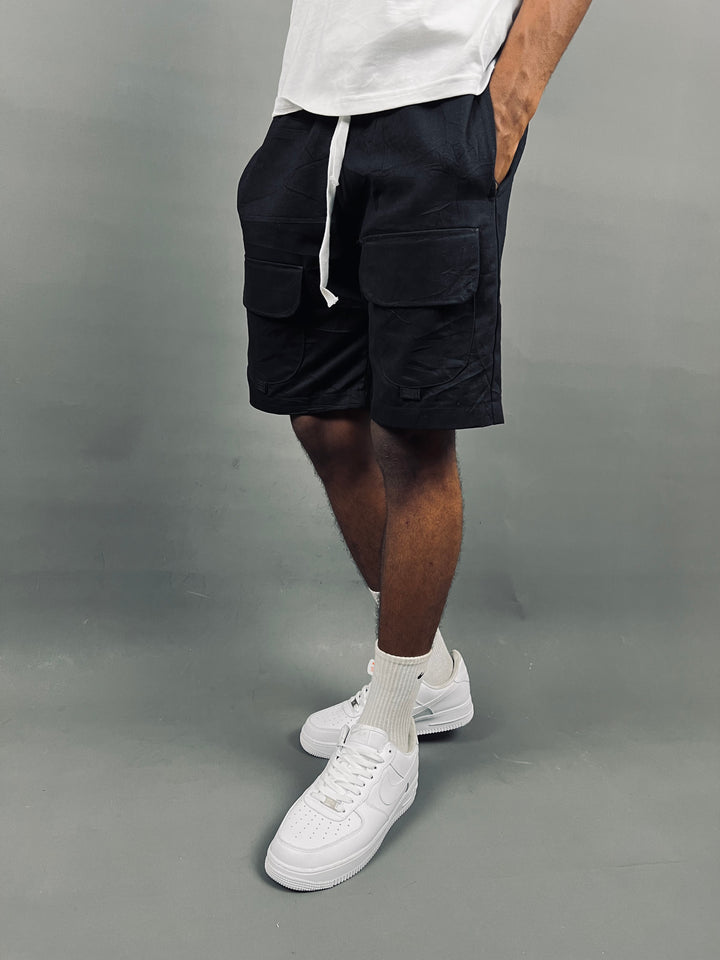 Tech cargo shorts in black