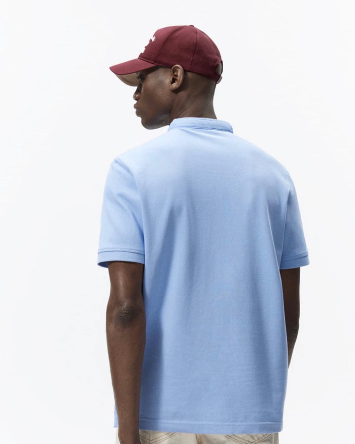 Zara textured piqué polo shirt in sky blue