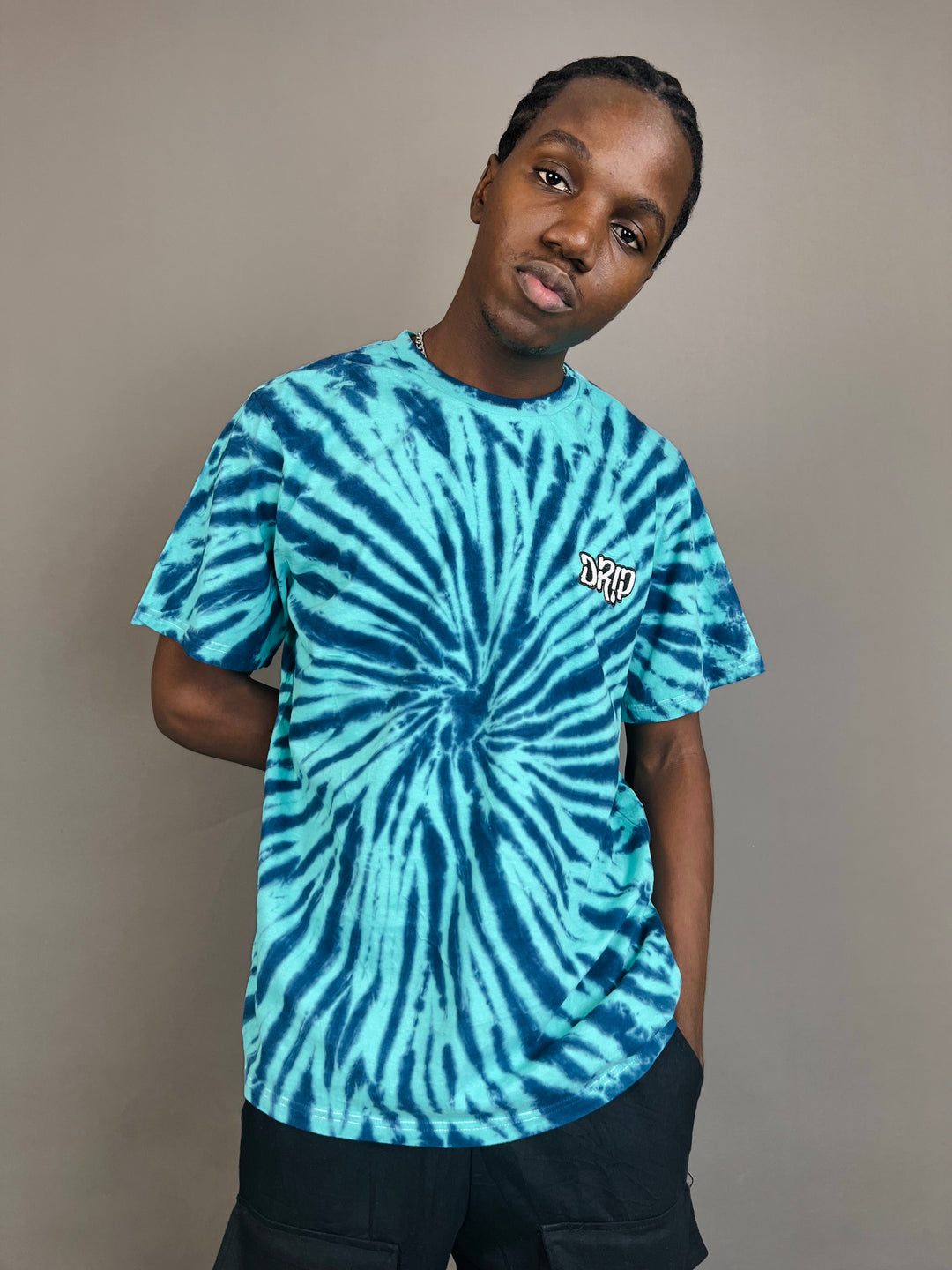 Drip Dye embroidered T-shirt in blue