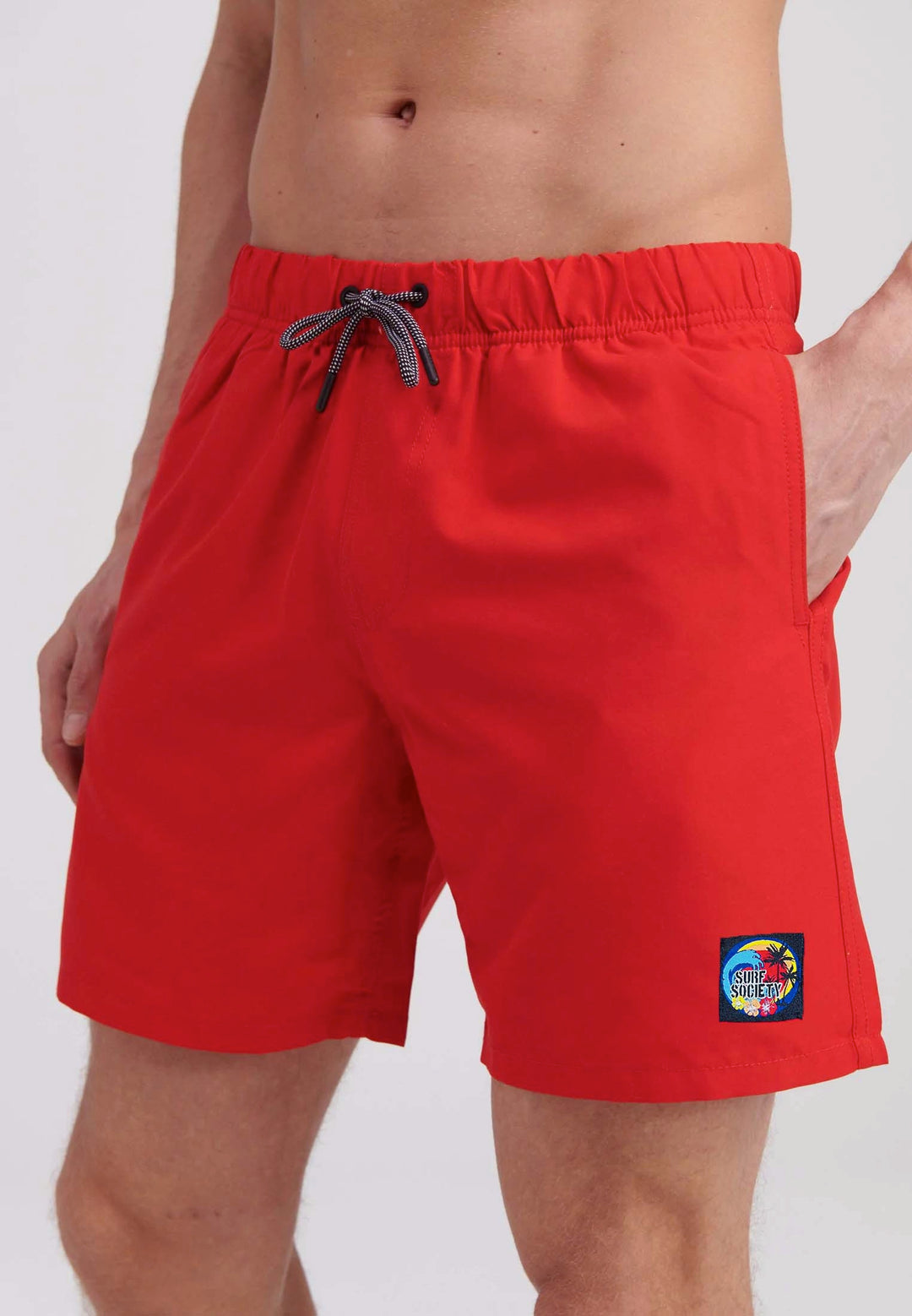 Surf Society Swim Shorts in Red