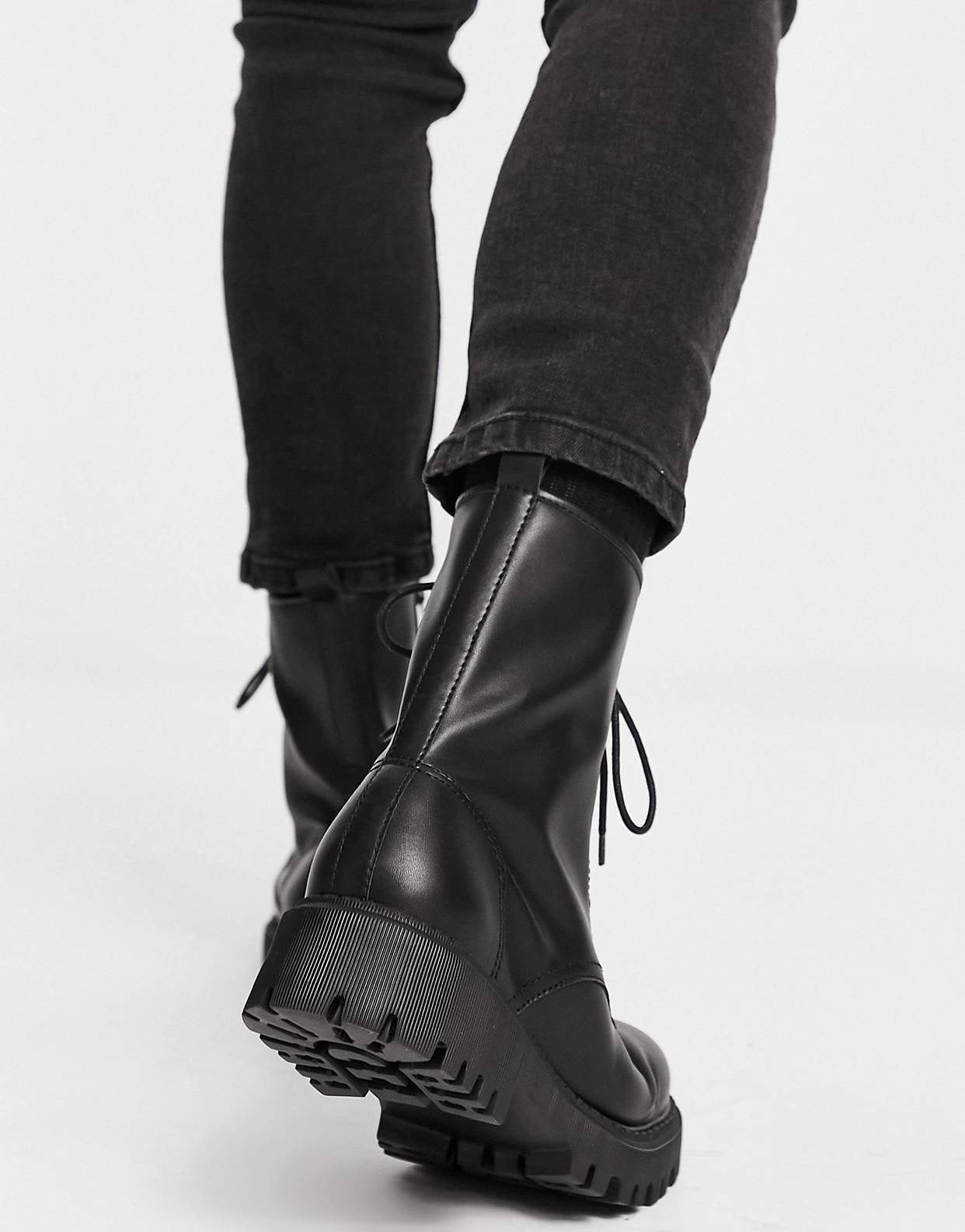 London rebel elastic hot sale flat over knee boot