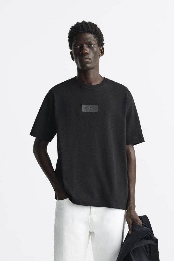 ZARA T-SHIRT WITH MATCHING PATCH BLACK