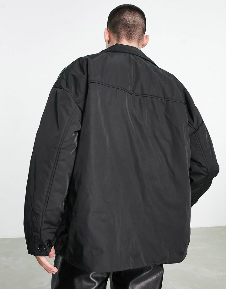 Collusion nylon shacket in black