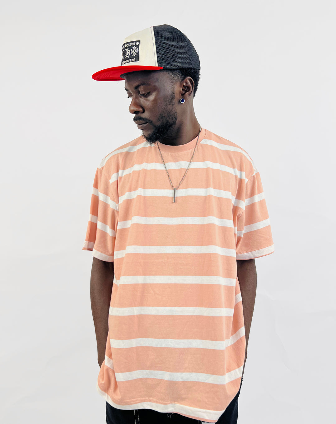 Garag3 pinstripe t-shirt in peach