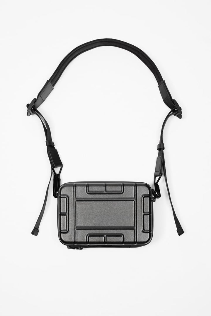 Zara rigid line crossbody bag in black