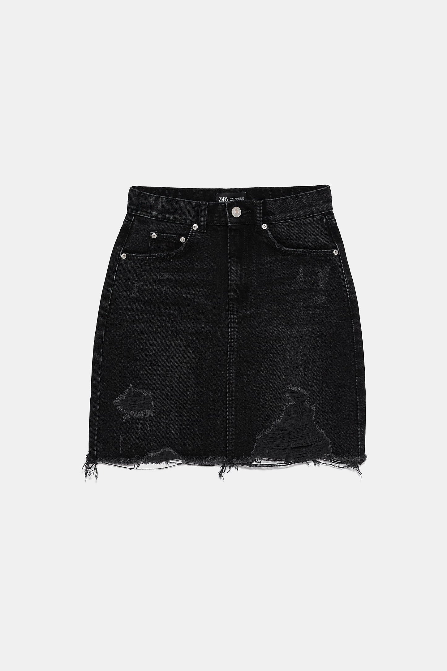 Zara black ripped denim skirt – Garmisland