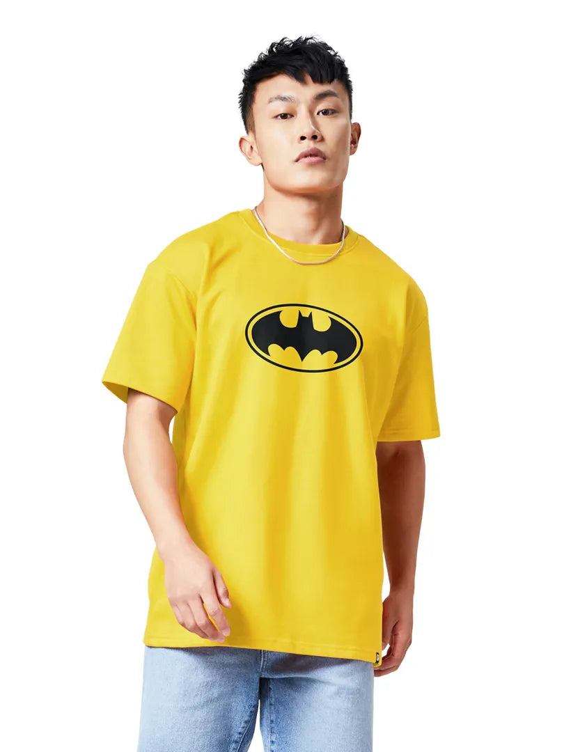The souled face Batman print t-short in yellow