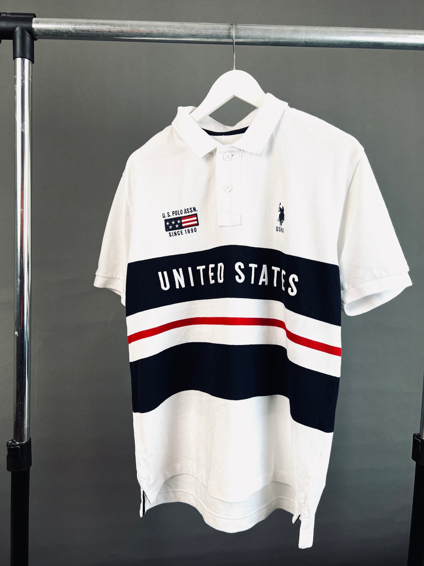 US Polo Assn panel polo shirt in white