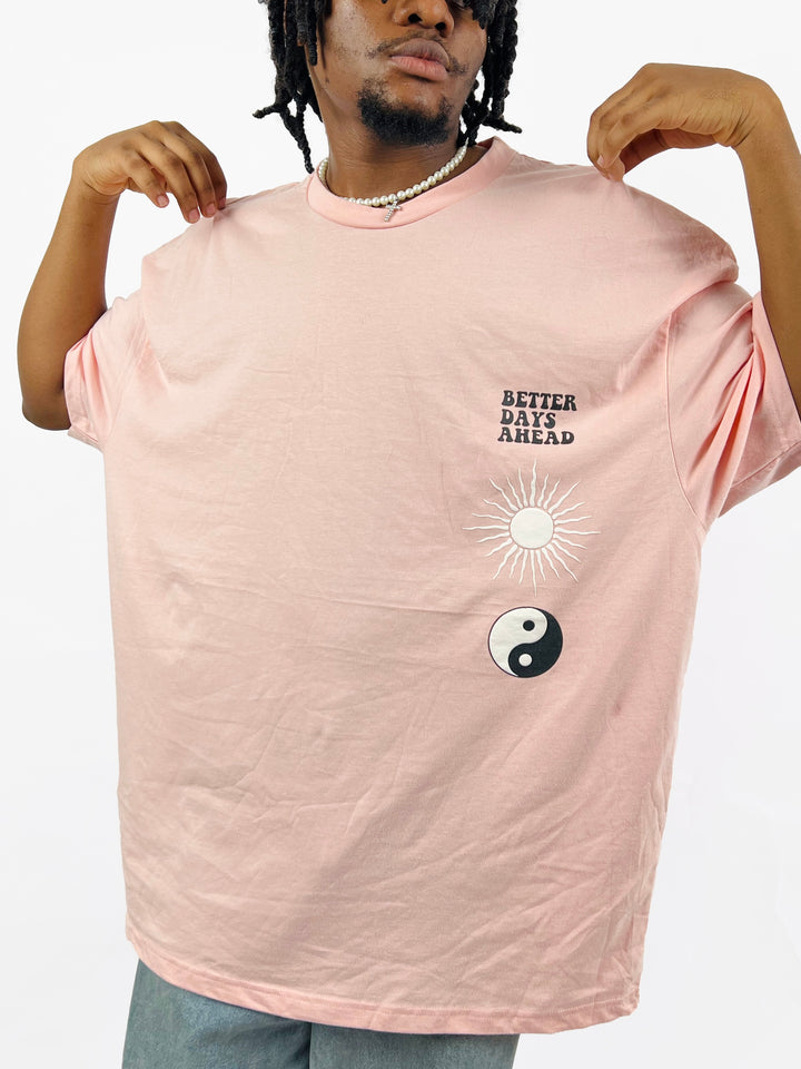 C&A Oversized Better Days Ahead print T-shirt in pink