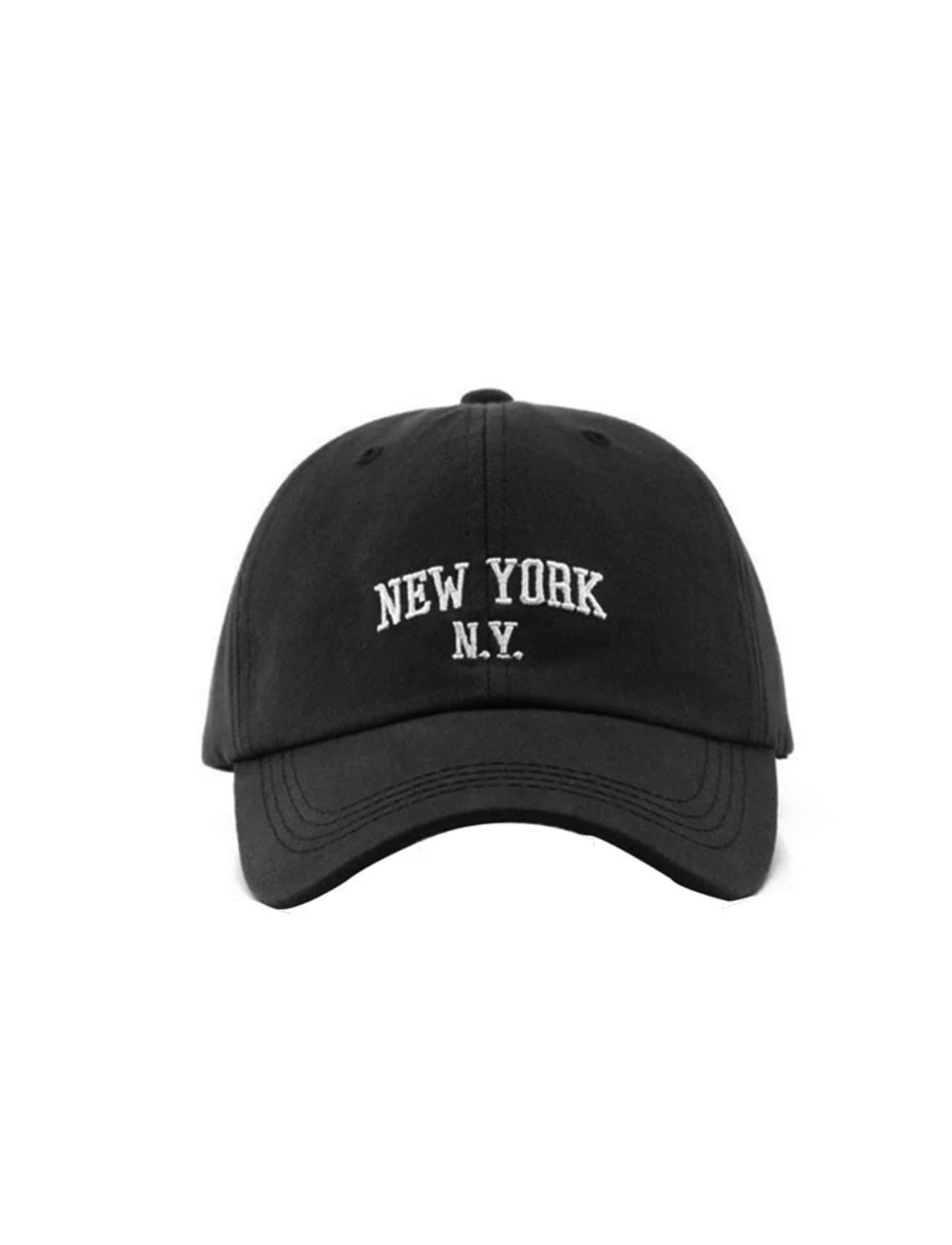 New York Embroided Baseball Cap in Black