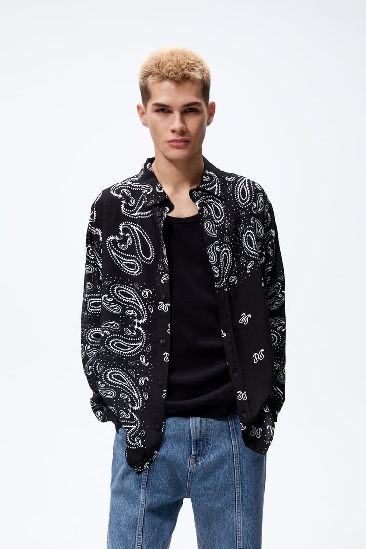 Zara bandana print shirt in black Garmisland