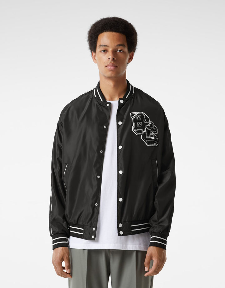 Bershka lightweight nylon effect varsity jacket