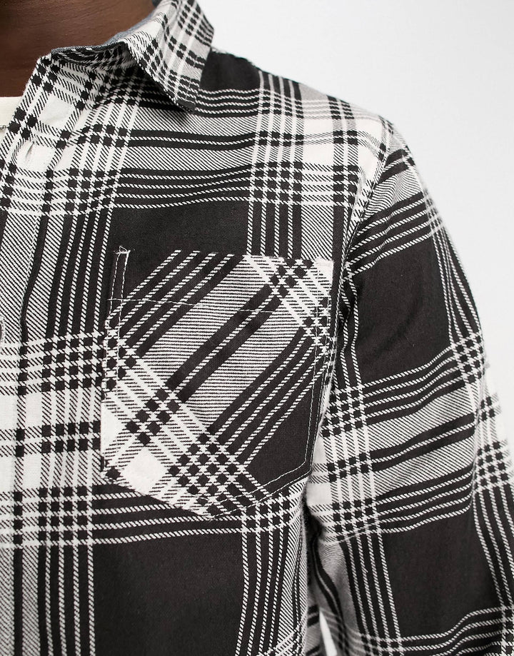 Brave Soul cotton check shirt in black & white