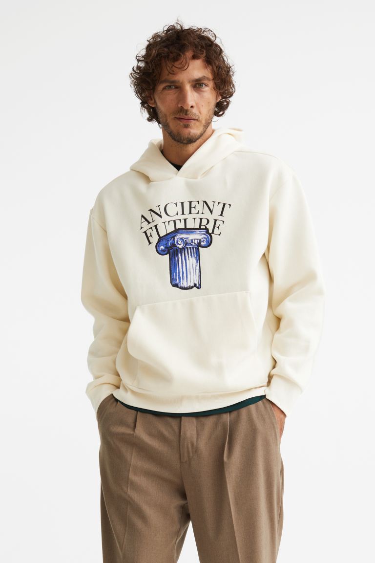 H&M relaxed fit hoodie in cream