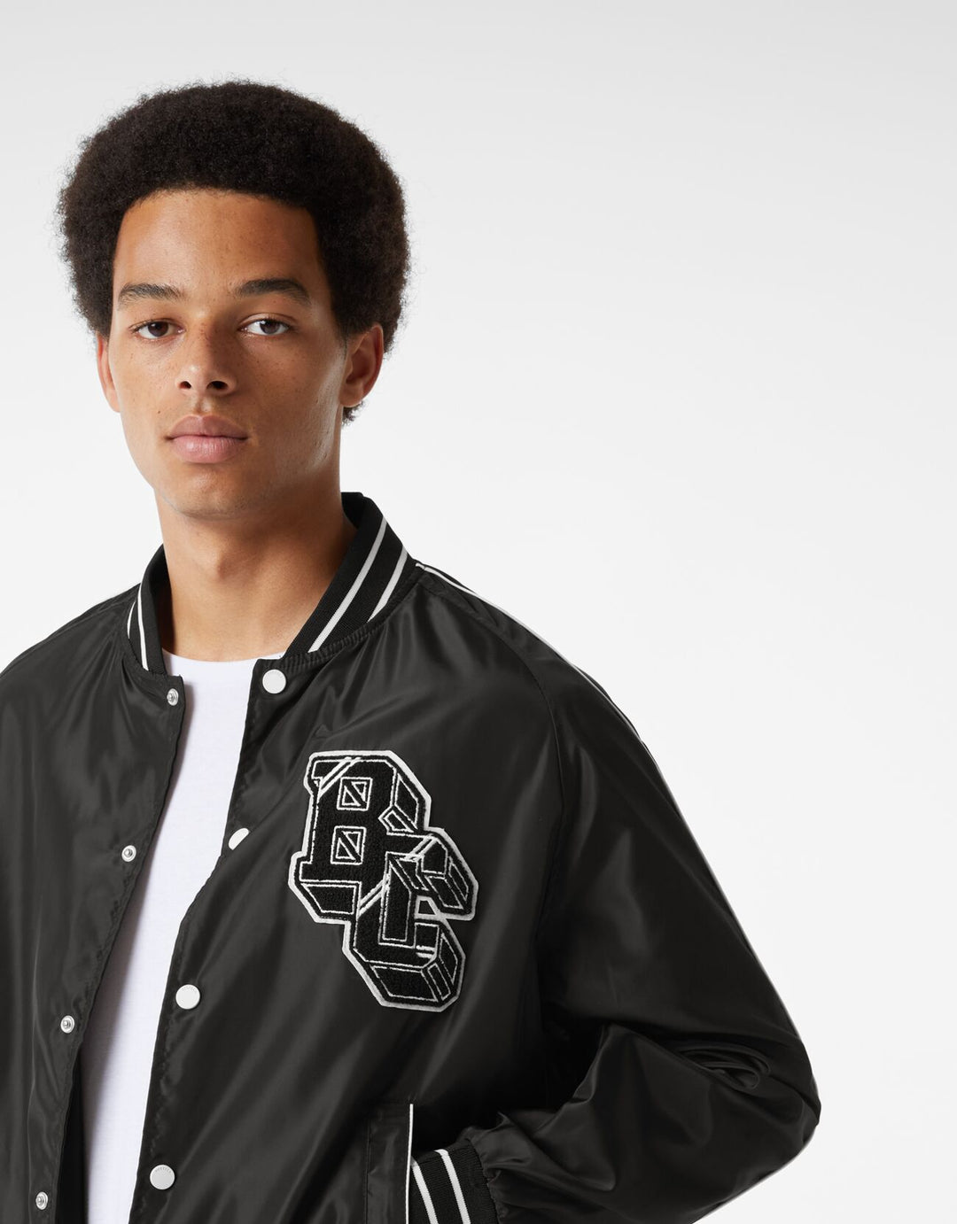 Bershka lightweight nylon effect varsity jacket