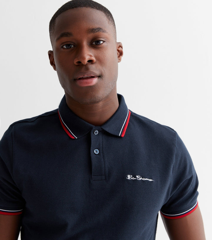 Ben Sherman polo shirt with tipping in navy blue