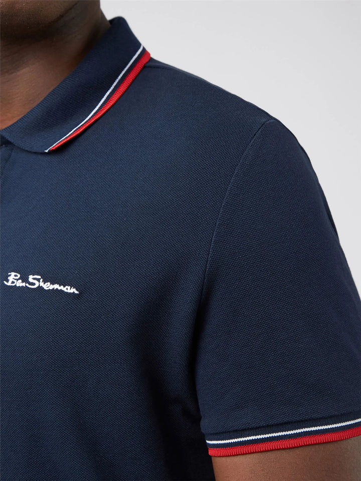 Ben Sherman polo shirt with tipping in navy blue