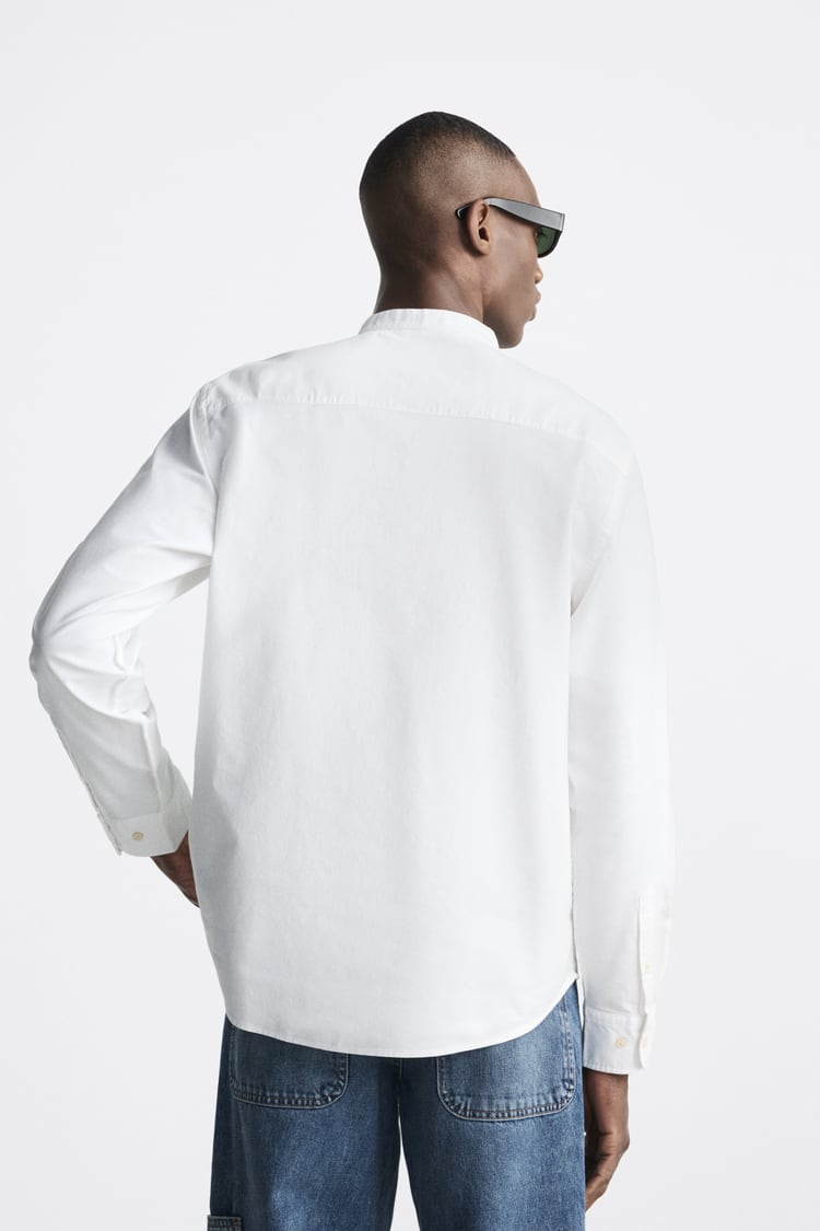 Zara band collar Oxford shirt in white