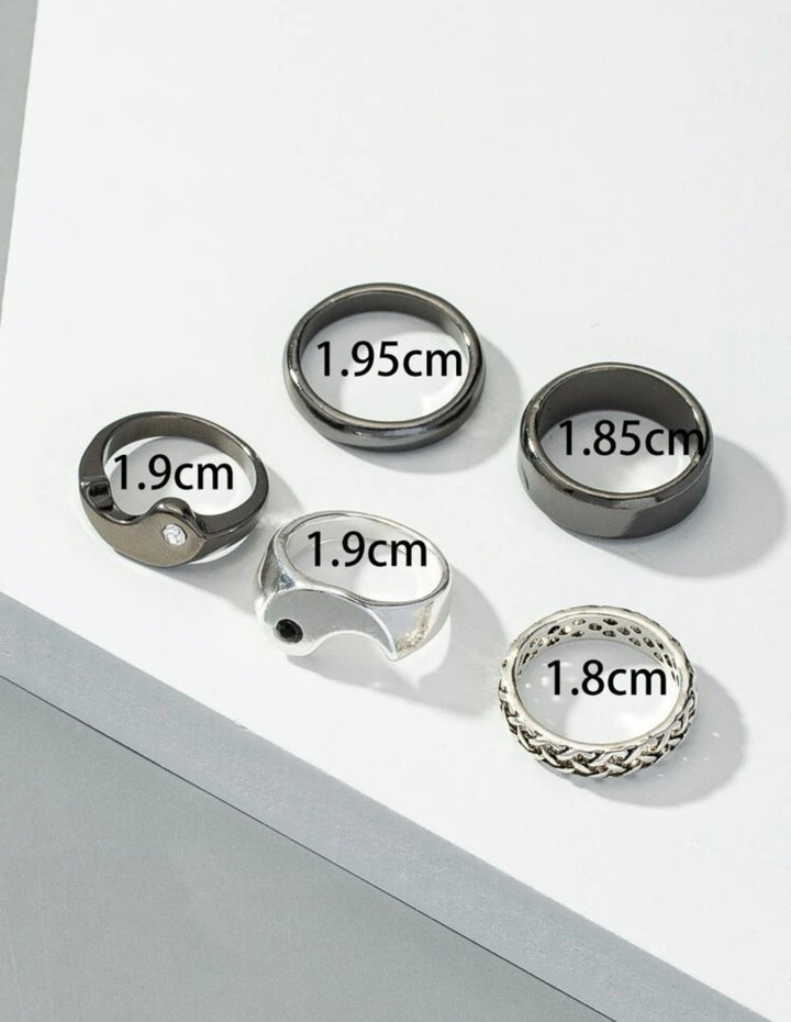 5pcs Ying and Yang Decor Ring