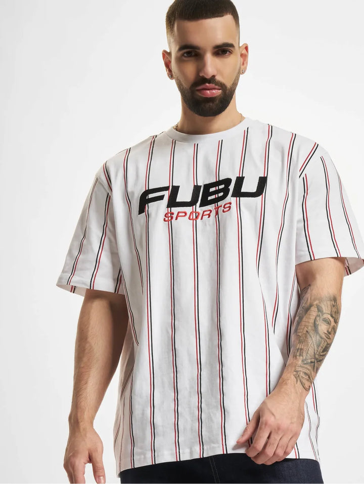 FUBU Pinstripe T-shirt in white