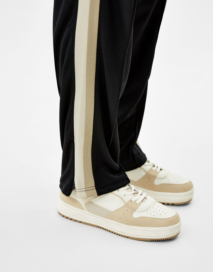 Bershka Wide-leg piqué trousers