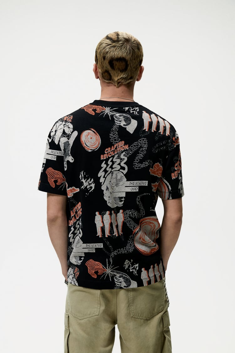 ZARA GRAPHIC PRINTED KNIT T-SHIRT