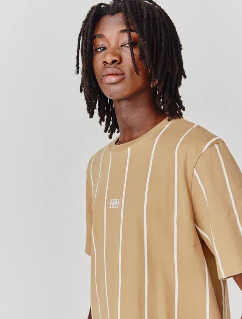 Bizzbee BZB pinstripe polo t-shirt in brown